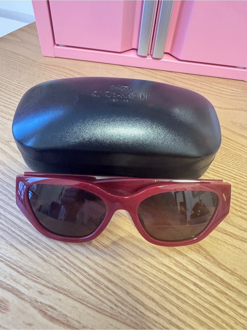 Coach red geometric cat eye sunglasses